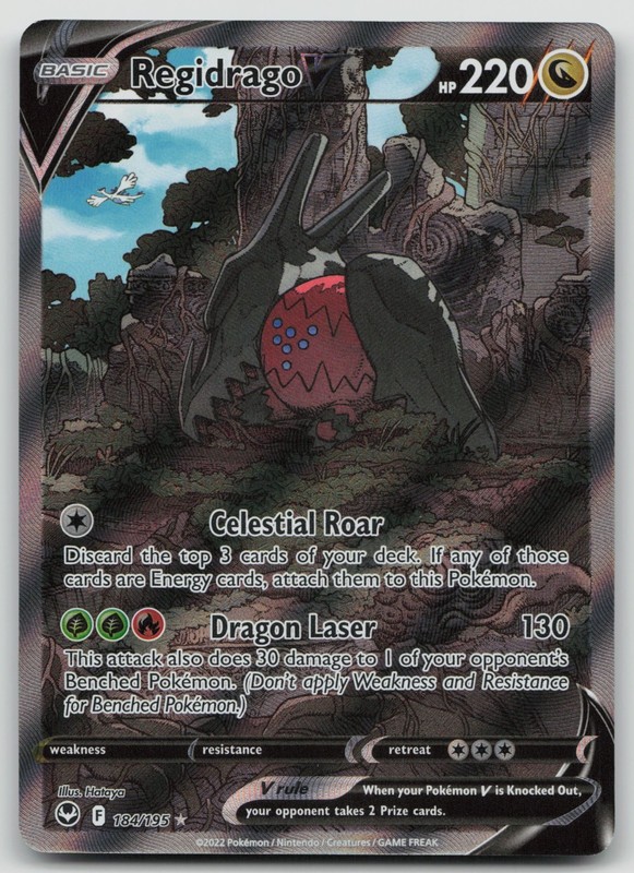 Pokemon Card Regidrago V 184/195 Silver Tempest Ultra Rare Full Art Holo NM