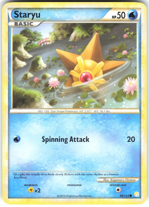 Staryu 84/123 HeartGold SoulSilver Common Pokemon Card HP