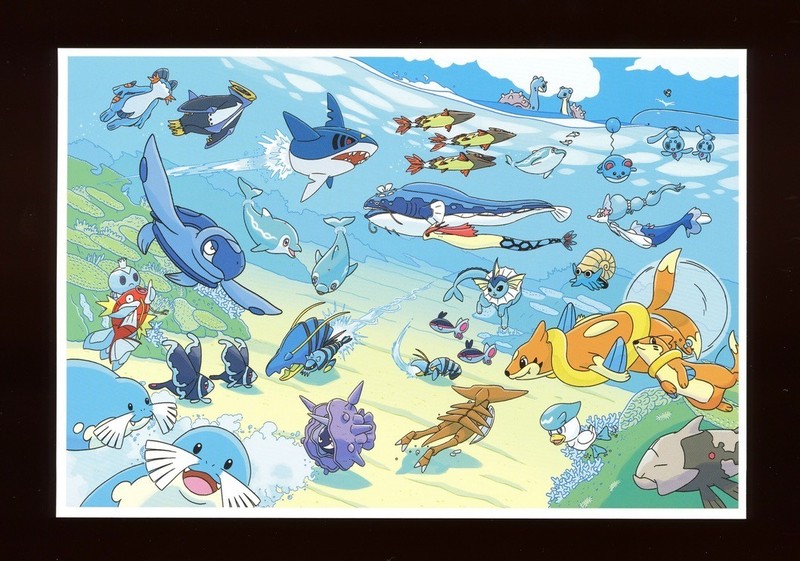 Pokemon Water Ecology Encyclopedia Postcard 2025 Pokemon Center Japan Original