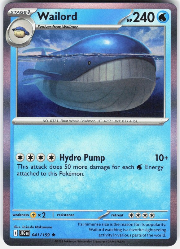 Wailord Holo SV09: Journey Together 041/159 NM Takeshi Nakamura