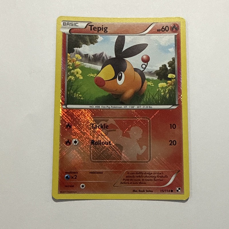 Tepig 015/114 Pokemon League Promo Black & White Crosshatch Reverse Holo MN/LP