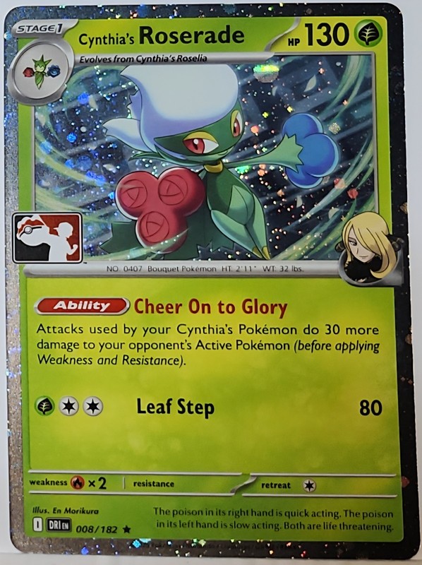 Swirl 🌀 Cynthia’s Roserade 008/182 Cosmos Holo Bleed Error Rare Pokémon TCG ✨️