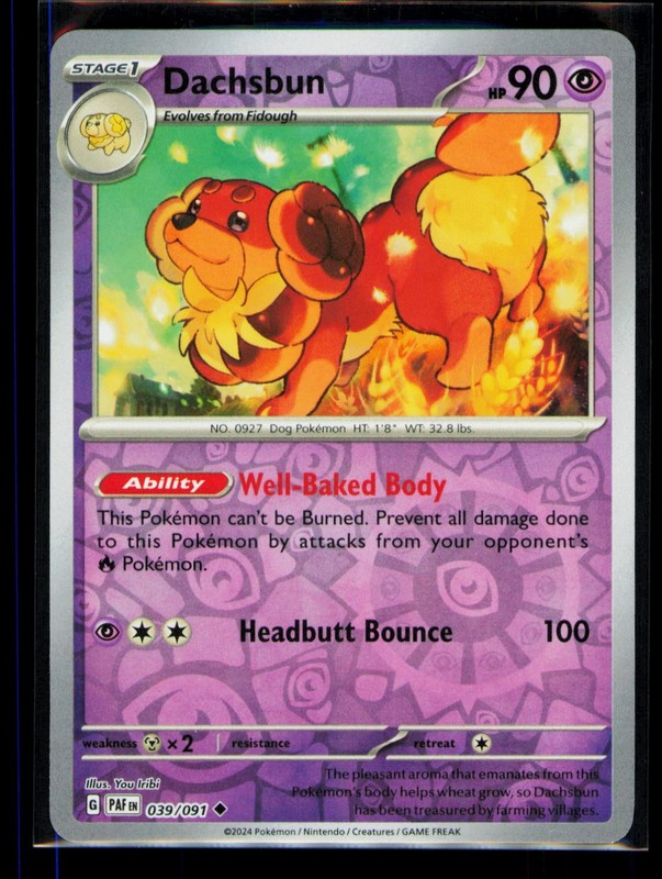 Dachsbun Reverse Holo Uncommon SV: Paldean Fates 039/091 NM