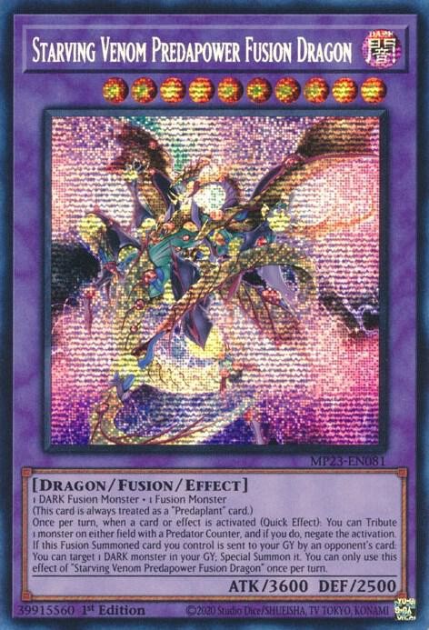 YUGIOH: 1X Starving Venom Predapower Fusion Dragon MP23-EN081 Prismatic Secret