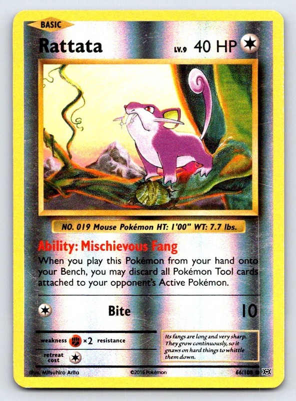 Rattata 66/108 Common Evolutions Pokemon Reverse Holo Lightly Played