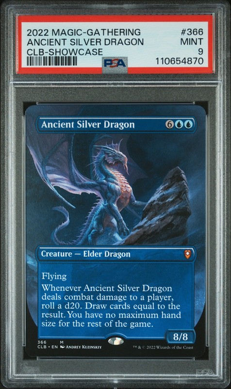 2022 MTG COMMANDER LEGENDS: BATTLE FOR BALDUR’S GATE ANCIENT SILVER DRAGON PSA 9