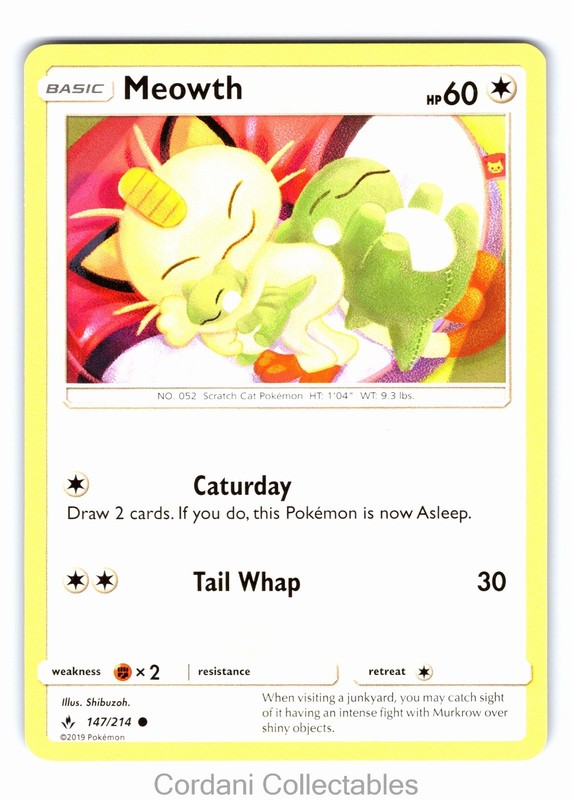 Meowth 147/214 Non-Holo Common Pokemon Unbroken Bonds NM