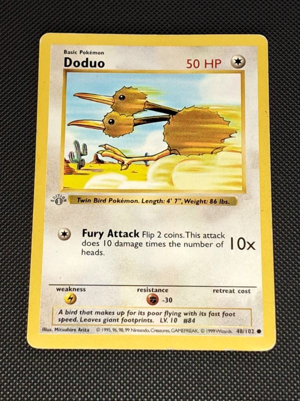 1st Edition Shadowless Base Set Doduo (Grey Stamp)