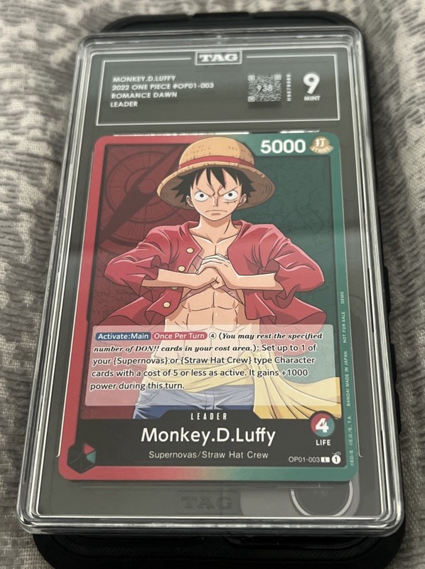 Bandai TAG Graded 9 Monkey D. Luffy OP01-003 Romance Dawn Leader Foil 2022