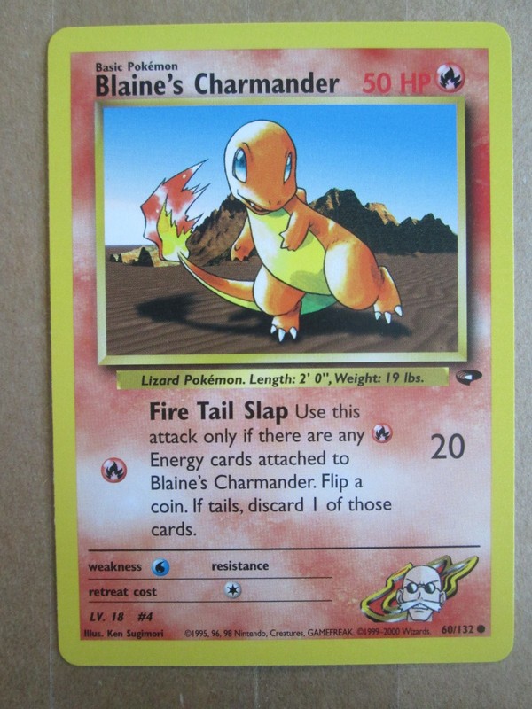 Blaine’s Charmander – 60/132 – Common WOTC TCG—Gym Challenge Pokemon Card