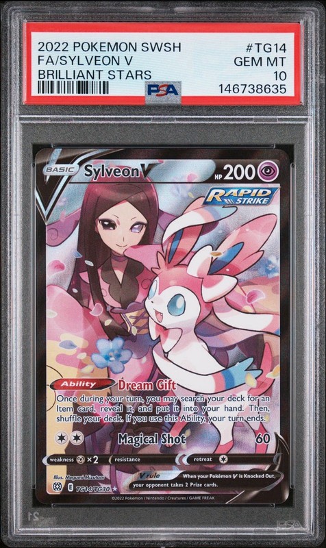 PSA 10 GEM MINT Sylveon V TG14/TG30 Swsh09: Brilliant Stars Trainer Gallery Holo