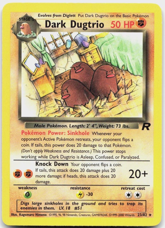 Dark Dugtrio 23/82 Rare Team Rocket Pokemon Lightly Played