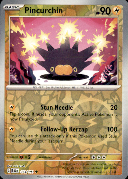 Pincurchin – Reverse Holo Uncommon SV02: Paldea Evolved 073/193 NM miki kudo 202