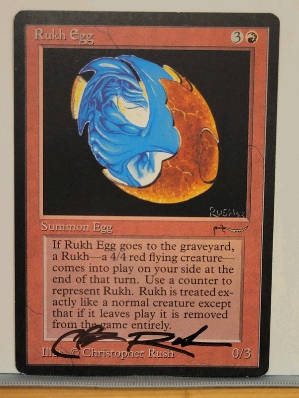 Mtg RUKH EGG LIGHT Arabian Nights Signed By Christopher Rush SUPER RARE!