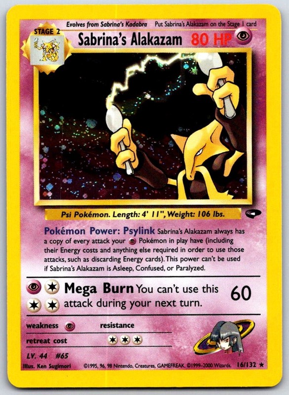 Sabrina’s Alakazam Unlimited Holo Holo Rare Gym Challenge 016/132 NM