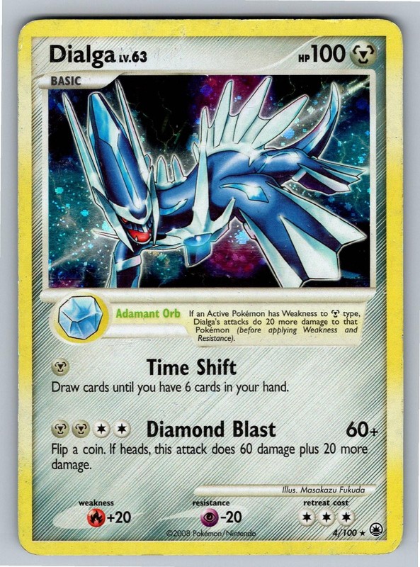 Dialga 4/100 Holo Rare Majestic Dawn Pokemon Heavily Played