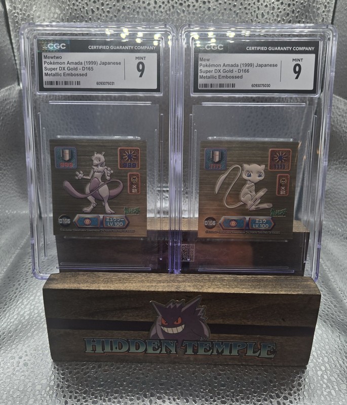 CGC 9 1999 AMADA POKEMON JPN MEW & MEWTWO DX GOLD PSA 9 D165 & D166 SEQUENTIAL