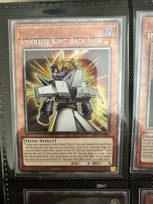 Absolute King Back Jack First Edition Platinum Secret RA04-EN244 Mint MISPRINT