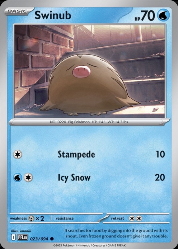 Swinub 023/094 Pokémon ME02: Phantasmal Flames Common Regular 2025 NM