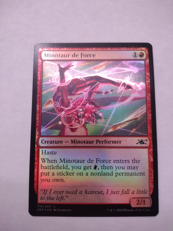 MTG Magic the Gathering Minotaur de Force (114/654) Unfinity NM FOIL