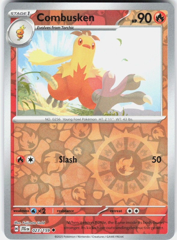 Combusken Reverse Holo SV09: Journey Together 023/159 NM Fujimoto Gold