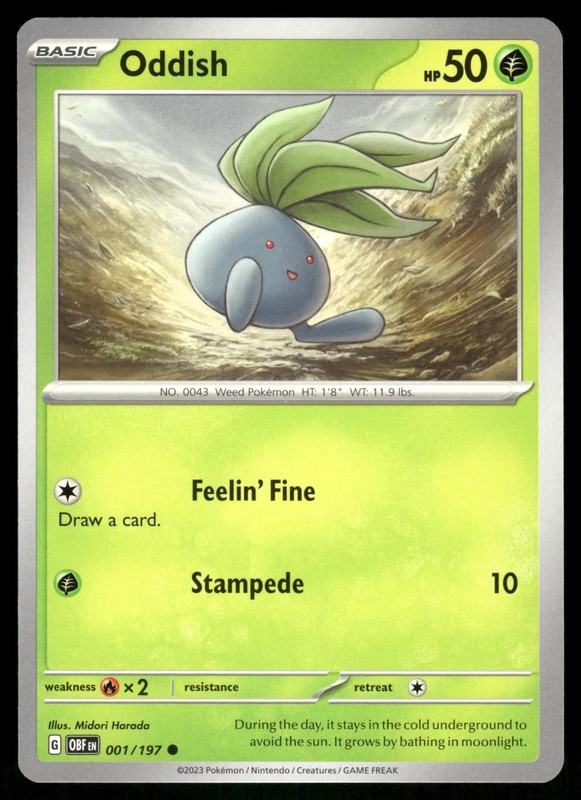 Oddish 001/197 – Obsidian Flames – Common NM