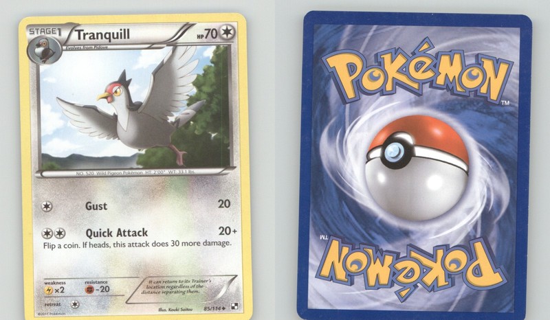 TRANQUILL 85/114 UNCOMMON BLACK & WHITE POKEMON LIGHTLY PLAYED