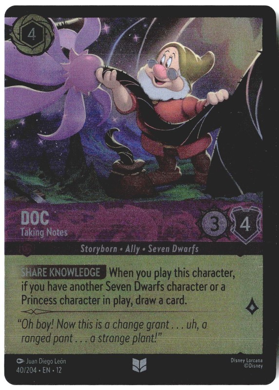 Disney Lorcana TCG Doc Taking Notes 40/204 Foil Wilds Unknown