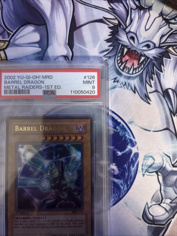 YUGIOH PSA 9 2002 Barrel Dragon MRD-126 Ultra Rare 1st Edition gallery
