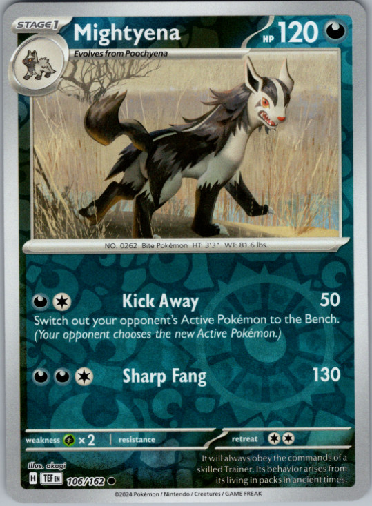 Pokemon – Mightyena – 106/162 – Reverse Holo – Temporal Forces – NM/M