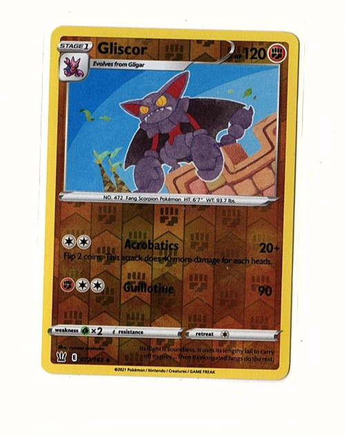 Reverse Holo Gliscor 072/163 Uncommon SWSH05: Battle Styles Pokemon