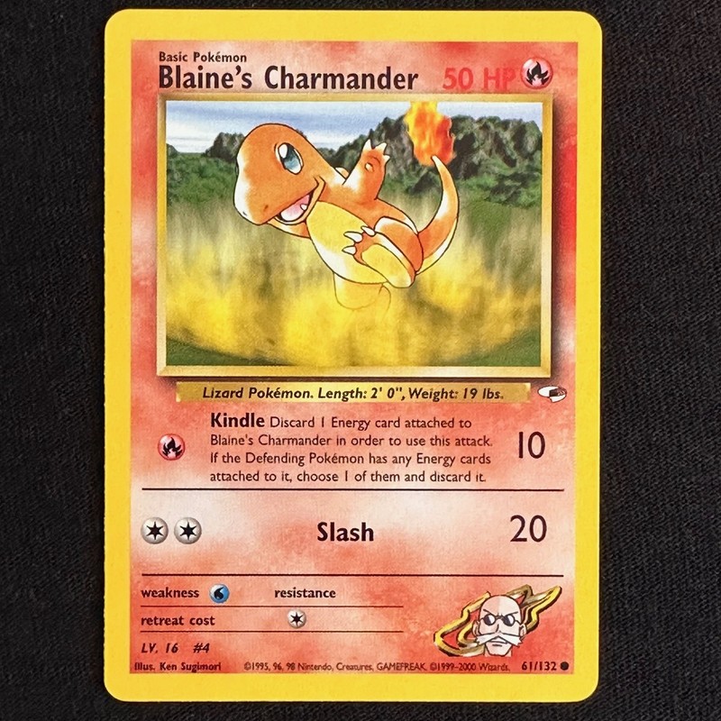 Blaine’s Charmander Unlimited Common Gym Heroes 061/132 NM