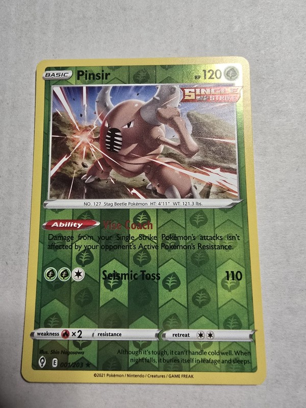 Pinsir 001/203 SWSH07: Evolving Skies Reverse Holo