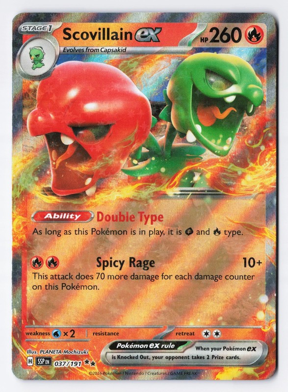 Scovillain ex 037/191 – Pokemon TCG Surging Sparks Double Rare Holo Foil NM