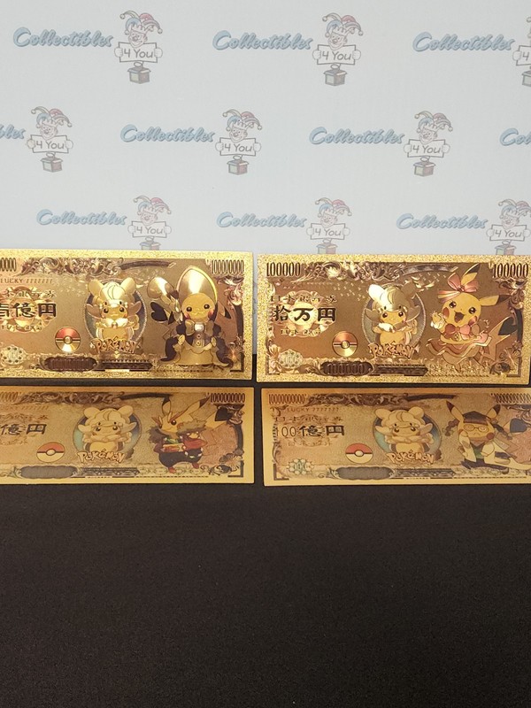 Pokemon Pikachu Pika Bucks 24 Kt Gold Foiled Pokemon Banknotes