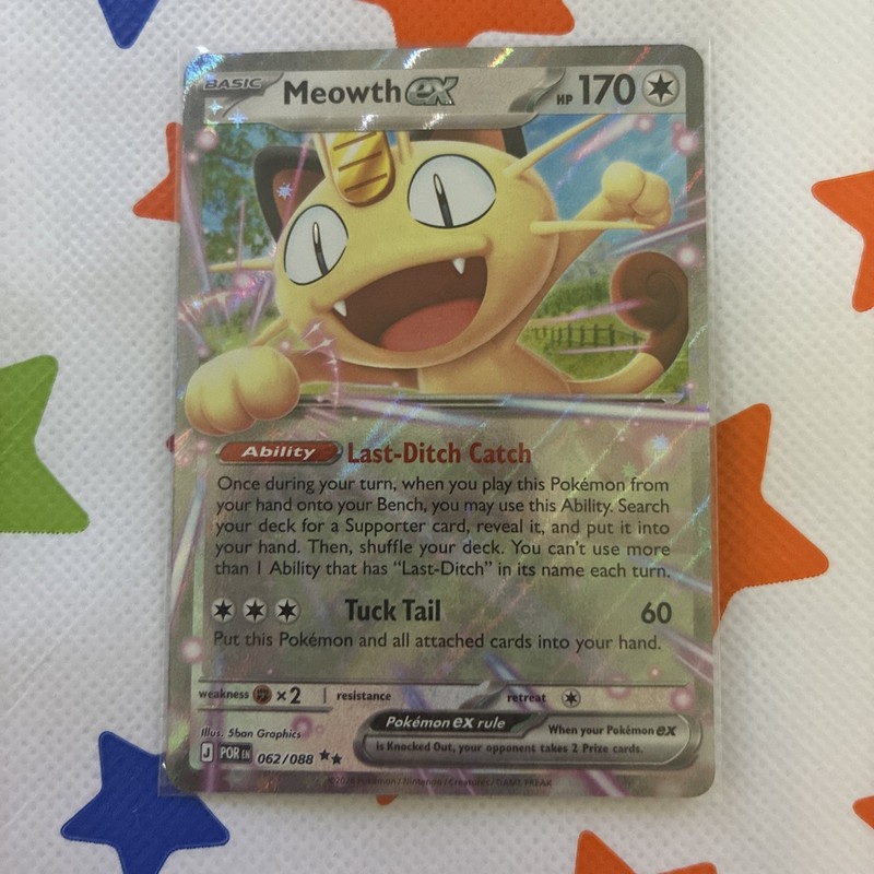 Meowth ex 062/088 Holo Rare SV Promo Last-Ditch Catch Pokémon TCG NM