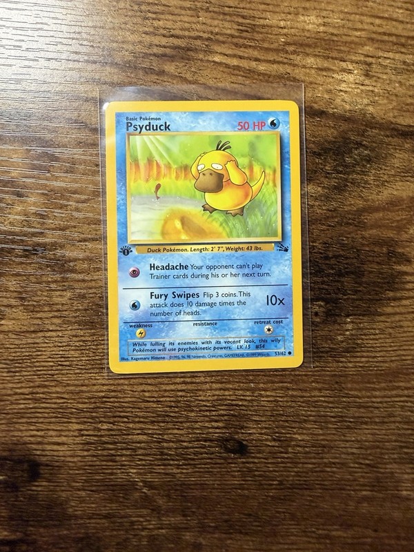 Psyduck 1st Edition Pokémon Fossil 53/62 Vintage WOTC 1999