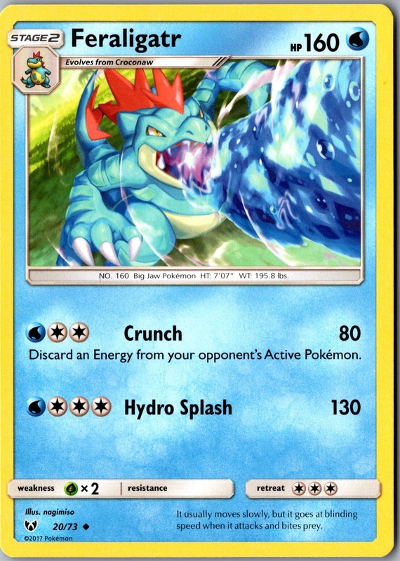 Feraligatr 20/73 Uncommon Shining Legends Lightly Played Pokemon Card Starter
