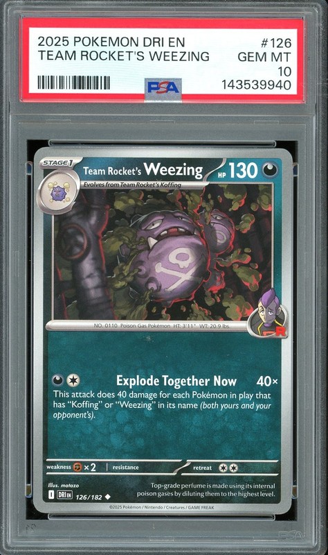 PSA 10 GEM MINT – Team Rocket’s Weezing #126 S&V Destined Rivals Non-Holo