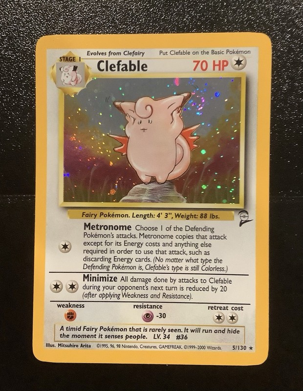 Pokémon Clefable Holo Rare Base Set 2 5/130 WOTC Vintage 2000