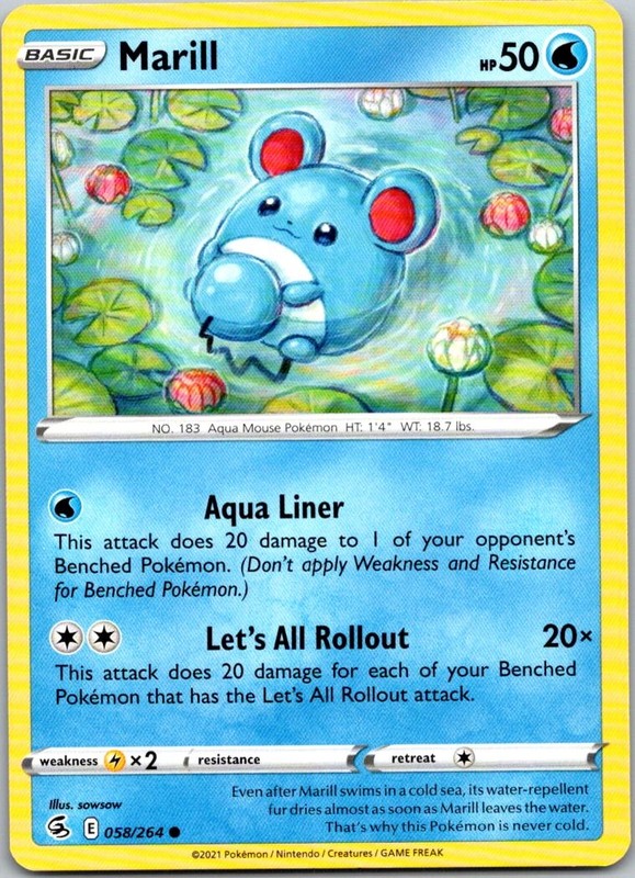 Marill 058/264 Common Fusion Strike Pokemon Lightly Played