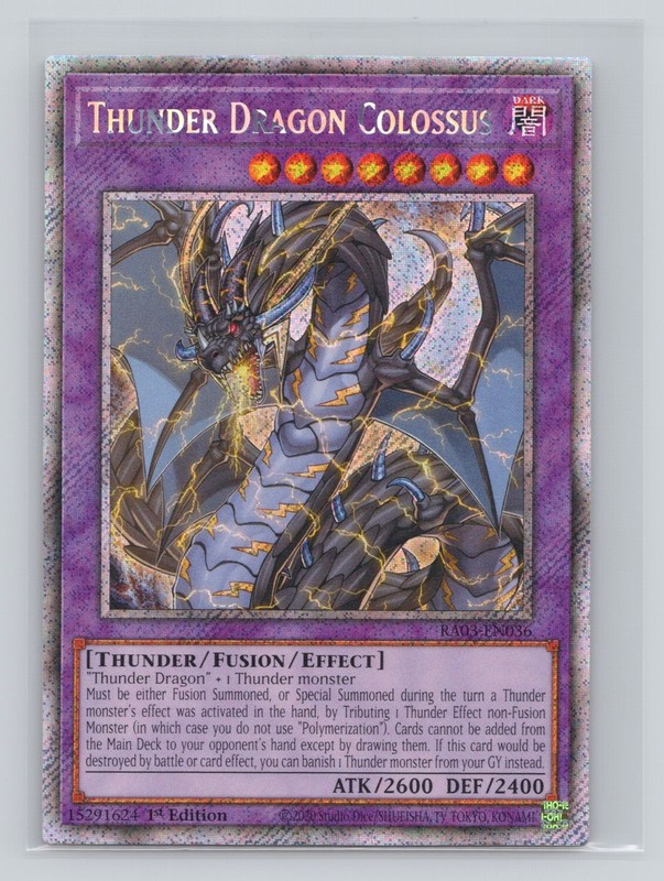 Thunder Dragon Colossus Platinum Secret Rare Quarter Century Bonanza RA03-EN036
