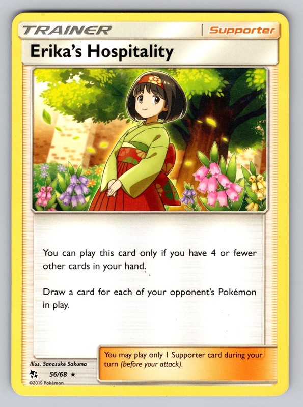Erika’s Hospitality 56/68 Rare Hidden Fates Pokemon Moderately Played