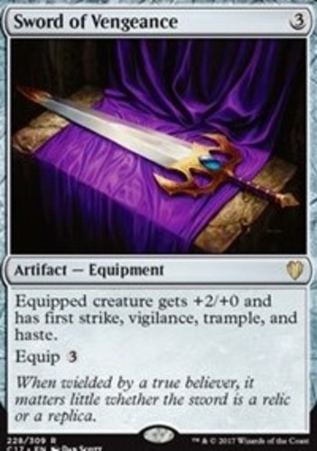 1 x Sword of Vengeance – Commander 2017 – Moderate Play – MTG
