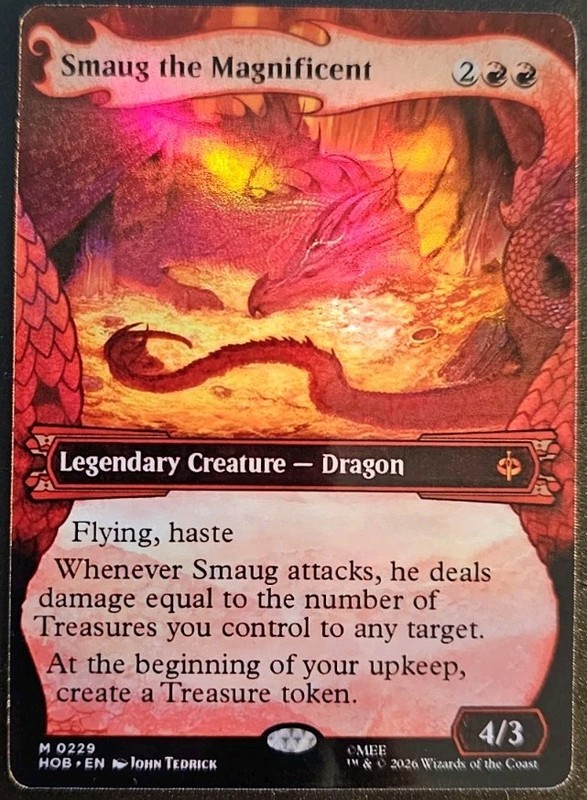 Smaug The Magnificent Lord of the Rings: The Hobbit Foil Playtest Card