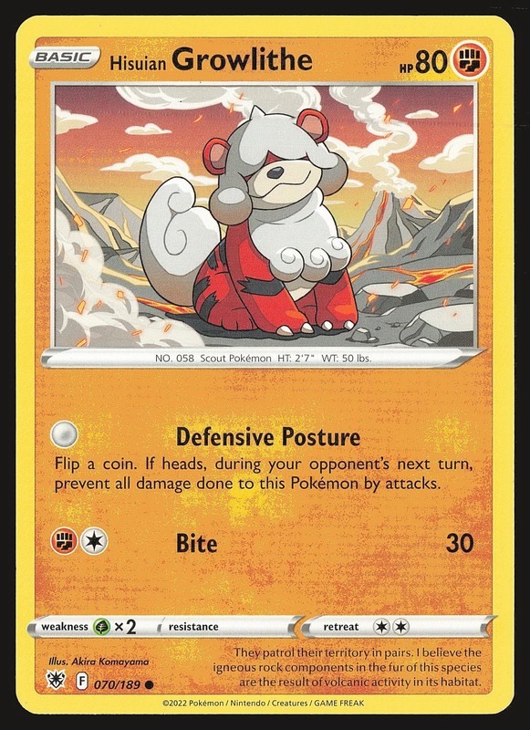 SWSH10: Astral Radiance Hisuian Growlithe #070/189 Common Pokemon Card