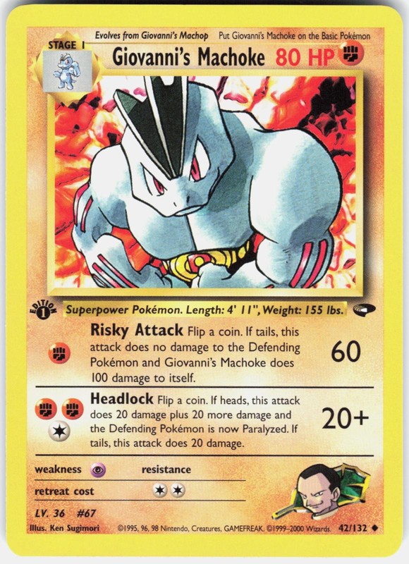 Giovanni’s Machoke 42/132 Uncommon Gym Challenge Pokemon 1st Edition NM 01-03-43