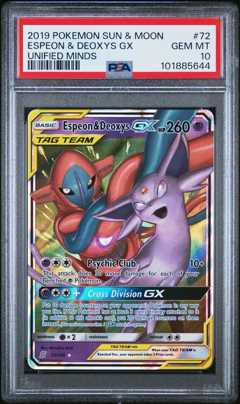 Espeon & Deoxys GX 72/236 Sm-Unified Minds Holo