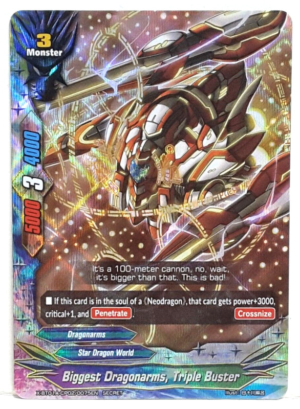 Buddyfight Biggest Dragonarms, Triple Buster X-BT01A-CP02/0075EN Secret