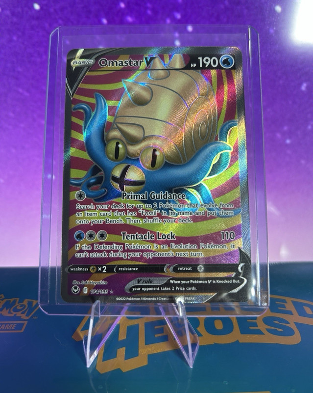 The Pokémon Company Omastar V 174/195 Silver Tempest Full Art Holo ENG 190HP